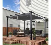 Shein Pérgola de aluminio para patio con techo corredizo, color gris carbón y gris oscuro, 3 x 3 x 2,23 m