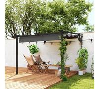 Shein Pérgola para terraza de aprox. 3x3 m, pabellón de jardín de aluminio, montaje en pared, pabellón de jardín con techo ajustable, protección solar para