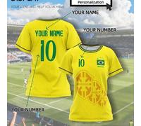 Shein Personaliza la camiseta de la Copa Mundial de Fútbol Femenino de Brasil - Nombre y número personalizados - Ajuste de compresión transpirable para un r