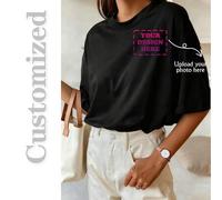 Shein ¡Personaliza nuestra foto! La camiseta oversize para parejas "La mitad mejor" para citas acogedoras y aniversarios. ¡Tu historia de amor única! Él es