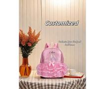 Shein Personaliza tu propia mochila / bolsa de baile, mochila de princesa pequeña con patrón bordado de zapatos de baile de encaje rosa, se puede personaliz