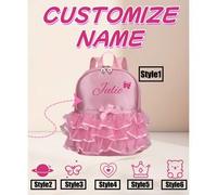 Shein Personaliza tu propia mochila/bolso de danza, mochila escolar de princesa con bordado de zapatos de danza de encaje rosa, se puede personalizar con no