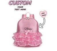 Shein Personaliza tu propia mochila de baile, mochila de princesa con bordado de zapatos de baile de encaje rosa, se puede personalizar con nombre exclusivo