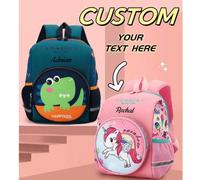 Shein Personaliza tu propia mochila, regalo de vuelta a clases, impresa con el patrón de dinosaurio verde y unicornio, nombre personalizado o saludos festiv