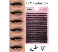 Shein Pestañas postizas de lujo de 60D, 280 pestañas por paquete, estilo de ojos de gato ruso, extensión de pestañas glamorosas con rizo D, ligeras y esponj