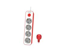 Shein Philips CHP2145R - Regleta de 4 Enchufes, Bloqueo Alimentación, 1.500W, Cable Alimentación Trenzado 1.5 Metros Alta Resistencia, Cierre (Indicador LE