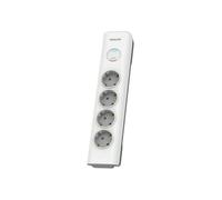 Shein Philips SPN7040WA/10 - Regleta de 4 Enchufes Schuko, Bloqueo Alimentación, 3.680W, 600J, Cable Alimentación Trenzado 2 Metros Alta Resistencia, Cierre