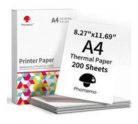 Shein Phomemo 1 Paquete de Papel Térmico Tamaño A4 para M08/M832/M833/M834/P831 - 1 Paquete de Papel A4 con 200 hojas de papel de etiquetas térmicas en su i