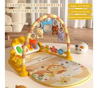 Shein Piano de pie para bebé sin manos, juguete multifuncional de sonajero y piano de pie para bebés de 0 a 1 año [No incluye baterías, requiere 4 baterías