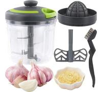 Shein Picadora de cebolla manual Culinavog, picadora de verduras, picadora de cebolla con cordón, picadora de verduras manual de 900 ml, picadora de ajo Fla