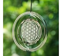 Shein Pieza de 3.9 pulgadas para atrapasueños 3D con diseño de flor de la vida mandalas en espiral, reflector de espejo, para decoración colgante en jardín,