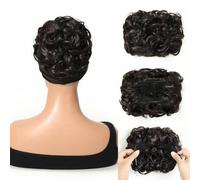 Shein Pieza para moño despeinado, coletero negro, extensiones de moño rizado para peinado recogido de mujer con peine, fácilmente extensible, adecuado para