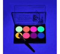 Shein Pigmento de pintura fluorescente soluble en agua de 8 colores con efecto de brillo bajo luz UV, incluye 1 pincel, adecuado para creación artística, gr