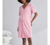 Shein Pijama de maternidad - Camisón de manga corta de 3 piezas (con mangas con ribete de encaje)