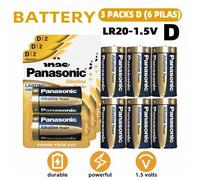 Shein Pilas Alcalinas Panasonic C/D (LR14/LR20)1.5V - 3 Packs (6 Pilas) - Energía Larga Duración y Confiable Marca Panasonic, Adecuadas para Juguetes, Contr