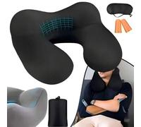 Shein Piloto inflable ergonómico con tapones para los oídos - Velvet suave, Snap, diseño con tema espacial para avión, oficina, automóvil y campamento - Lav