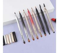 Shein Pincel retráctil de labios, pincel de maquillaje de doble extremo adecuado para lápiz labial y brillo de labios, con tapa