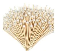 Shein Pinchos de cóctel desechables de bambú de 200 piezas/100 piezas/50 piezas/20 piezas/10 piezas en color dorado/rosa/blanco, con diseño creativo de bola