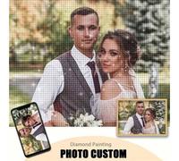 Shein Pintura de arte de diamante personalizada, kits de pintura personalizados para adultos y niños, pintura artística personalizada de diamantes 5D redond