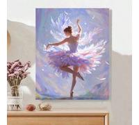 Shein Pintura digital de óleo de ballet para principiantes, patrón ultra claro, pintura rica y fácil de colorear, crea obras maestras artísticas sin esfuerz