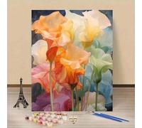 Shein Pintura digital de óleo floral para principiantes, patrón de alta definición, pigmentos ricos y fáciles de colorear, cree obras maestras artísticas si