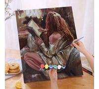 Shein Pintura digital DIY 40*50cm sin marco: "Mujer leyendo" - Enciende la vida creativa, representa un mundo colorido. Pintura digital DIY, embárcate en tu