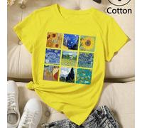 Shein Pinturas al óleo de nueve paneles de Van Gogh para mujer, gran colección de girasoles, jardines estrellados, choque de colores, impresiones, arte casu