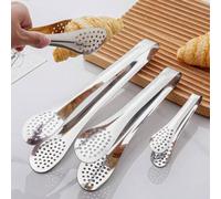 Shein Pinzas para alimentos de acero inoxidable de 1 pieza, pinzas clásicas de plata para asar alimentos para cocina