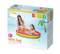 Shein Piscina hinchable 3 aros sunset 114 x 25cm, color Rosa, Amarillo, Verde, INTEX 57412