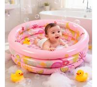 Shein Piscina inflable para niños, piscina familiar, piscina de bebé con fondo de espuma de PVC grueso, el lindo diseño de flamenco hace que el bebé esté ta