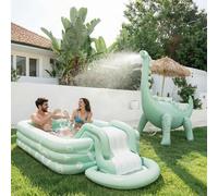 Shein Piscina inflable, piscina familiar grande para exteriores, de PVC grueso y plegable con tobogán