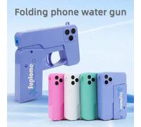 Shein Pistola de agua plegable para teléfono, pistola de agua de disparo rápido de doble cabezal, juego de novedad para fiestas y entretenimiento de verano,