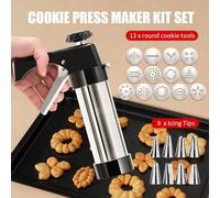Shein Pistola para galletas de 22 piezas, máquina de extrusión para galletas, pistola para decorar crema, boquilla para disolver, herramienta para hornear f