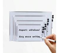 Shein Pizarra blanca magnética borrable, pizarra de escritura en seco, marco de metal grande y pequeño, pizarra blanca multifuncional para uso doméstico, en