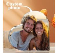 Shein Placa acrílica con forma de corazón para personalizar con texto y fotos, regalo de cumpleaños para amigos, damas, madres y abuelas, adornos de escrito