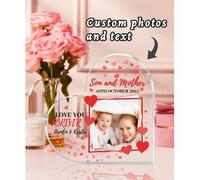 Shein Placa acrílica con forma de corazón y marco de madera personalizada con imagen de ecografía de bebé, regalo conmemorativo de embarazo para mamá, amigo