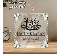 Shein Placa acrílica personalizada Hajj Mubarak - 11 estilos, regalos islámicos personalizados, personaliza tu texto, regalo islámico, regalo Umrah Mubarak,