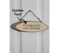 Shein Placa colgante personalizada de rodaja de tronco para puerta - Elige tu propio mensaje