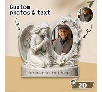 Shein Placa conmemorativa de ángel personalizada de acrílico - Regalo conmemorativo para la familia - Por siempre con el ángel, por siempre en nuestros cora