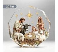 Shein Placa de Acrílico de la Escena del Nacimiento, Sagrada Familia con el Niño Jesús Decoración Navideña, Recuerdo Religioso Cristiano, Decoración del Hog
