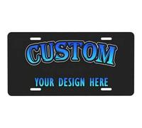 Shein Placa de matrícula delantera de coche personalizada, placa de aluminio de 6x12 pulgadas, personalízala con tu propia imagen, texto, foto, diseño de ar