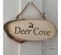 Shein Placas de puerta colgantes de rebanada de tronco personalizada - Elige tu propio mensaje, Día de San Valentín, Decoración del Día de San Valentín, Reg