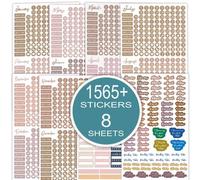 Shein Planificadores de estilo bohemio - Stickers esenciales para planificación diaria: encabezados de mes a color, fechas, íconos, stickers de planificador