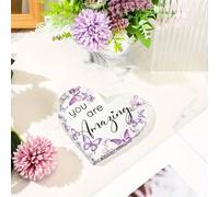 Shein Plano 2D, Plano 2D 1 pieza de recuerdo acrílico con forma de corazón, mariposa con púrpura y rosa - "Eres maravillosa" regalo inspirador, adecuado par