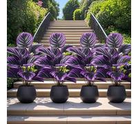 Shein Planta artificial violeta púrpura extra grande, planta de palma artificial púrpura, bonsái de pie para el suelo para el hogar, jardín, hotel, decoraci