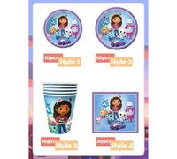 Shein Platos, servilletas, vasos de papel desechables para fiesta de cumpleaños con decoración de dibujos animados - Juego de vajilla y decoración para fies