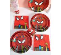Shein Platos, servilletas y vasos desechables con diseño del ojo de Spider-Man de Disney - Platos de papel desechables, servilletas y vasos con diseño del o
