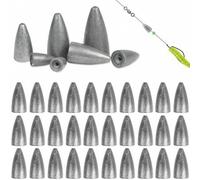 Shein Plomos de pesca, pesas de gusano de plomo para pesca de bajo con señuelos Texas, pesos de bala, kit de plomos de pesca desmontables para agua salada,