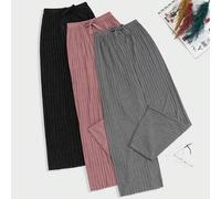 Shein PLUS 100Cotton Conjunto de 3 Pantalones de Punto Sólido Negro Noche Rosa Polvoriento Gris Otoño