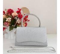 Shein Pochette clutch da donna en ecopelle con manico di diamantini, elegante per festa e matrimoni